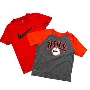 Nike Athletic Dri-Fit T-Shirts red black swoosh gray raglan baseball  size 7
